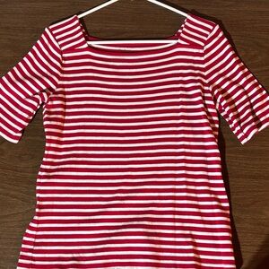 Croft & Barrow Red and White Striped Short Sleeve Top